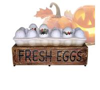 demaxiyad Décoration lumineuse d'Halloween en forme de poussin zombie - Affichage LED effrayant en forme de coquille d'œuf avec poussins effrayants - Pour ferme, cuisine, table, centre de table