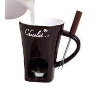 demaxiyad Ensemble de tasses à fondue au chocolat, tasse à fondue au chocolat, tasse à fondue au chocolat en céramique avec fourchettes, pot chauffe-beurre en céramique, tasse mijoteuse pour caramel
