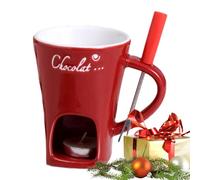 demaxiyad Ensemble de tasses à fondue au chocolat, tasse à fondue au chocolat, tasse à fondue au chocolat en céramique avec fourchettes, pot chauffe-beurre en céramique, tasse mijoteuse pour caramel