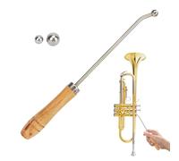 demaxiyad Outil De Réparation De Bosses Pour Trompette - Outils D'Entretien Pour Col De Trombone Avec Boules,Ensemble d'Entretien en Acier Inoxydable avec Manche en Bois pour Soin des Instruments
