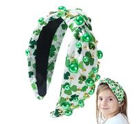 demaxiyad Serre-tête pour la Saint-Patrick pour femme | Bandeau trèfle noué - Accessoires de cheveux noués pour femmes et filles - Accessoires de cheveux pour la Saint-Patrick - Vert irlandais
