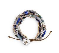 DEMDACO Beads Love Bracelet à breloques en verre et métal Bleu turquoise Taille unique, One Size Fits Most, Perle de verre, fer, corde, pierre semi-précieuse, Turquoise stabilisée