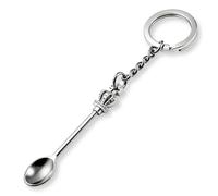 Demearly Lot de 8 petites cuillères en métal avec anneau fendu, petite cuillère pour poudre, épices, assaisonnement, médicaments, porte-clés, flacon de pilules (argenté)