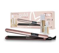 Demeliss Gold Love Coffret Lisseur 2 en 1 Saint Algue - Lisse, Boucle - Céramique Tourmaline - Température Max 230°C - Pochette, 2 Soins Inclus - Accessoire Coiffure, Lissage Polyvalent