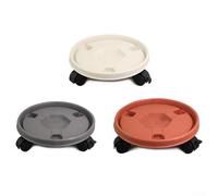 Déménagement de plantes à charge lourde de 260 mm avec trois roues et construction en résine pour intérieur et extérieur avec grands pots et conteneurs (blanc)