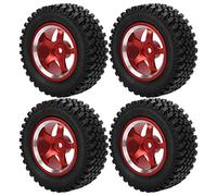 Demeras 4 Pièces RC Pneus RC Pneus de Remplacement en Caoutchouc RC Chenille Voiture Roue pour MN86 1/12 Voiture RC(Rouge) jouets modèles