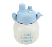 Demeras Bouteille d'eau Isolée, Tasse d'eau Isolée Antidérapante pour le Sport (Blanc Bleu)