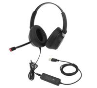 Demeras Casque Téléphonique de Bureau, Interface 3,5 Mm, Microphone Léger Antibruit, Casque Professionnel Double Oreille avec Adaptateur USB vers pour PC