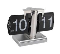 Demeras Horloge de Table Rabattable Automatique, Cadre en Acier Inoxydable 304, Horloge de Table Rabattable, Fonctionne à Piles, Lumière Ambiante LED pour la Maison (Noir)