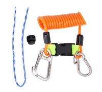 Longe de plongée lanière à ressort anti-perte lanière de plongée sous-marine pince à boucle à dégagement rapide avec mousqueton en acier outil d'urgence de sécurité[Orange]