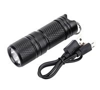 Demeras Mini Lampe de Poche LED Petite Lampe de Poche Torche Portable USB Rechargeable Lampe de Poche LED Lampe de Poche Porte-clés Lampe de Poche(Noir)