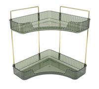 Demeras Organisateur d'angle de Comptoir de Salle de Bain, étagère de Comptoir d'angle Polyvalente à 2 Niveaux, Simple, Peu Encombrante, pour Cosmétiques (Vert foncé)