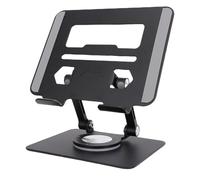 Demeras Support de Tablette Pliable, Support de Tablette en Métal de Base Rotatif à 360 ° en Alliage d'aluminium, Conception Portable pour 5,8 à 12,9 Pouces pour de Smartphone (Noir)