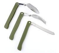 Demeras Vaisselle Set Couverts Set en Plein Air en Acier Inoxydable Fourchette Pliante Couteau Cuillère Vaisselle Ensemble pour Camping Pique Nique Voyage