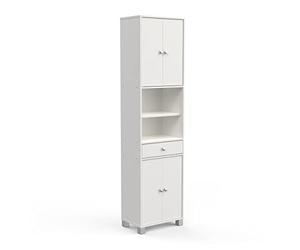 Demeyere 3143 Bikini Colonne avec 4 Portes/Tiroir/2 Niches Panneau de Particules/MDF Blanc 50,5 x 32,9 x 196,3 cm