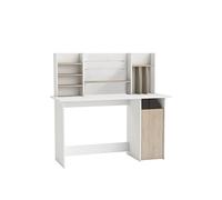 Demeyere "Ambre 1 Porte Desk Plus Top étagères, Bois, chêne brossé/Blanc Perle