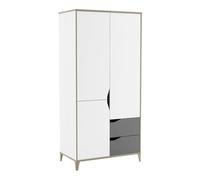 Demeyere Armoire 2 Portes - Genius - Blanc et Gris - 88,9 x 50,1 x 184,6 cm