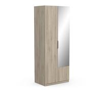 Demeyere Armoire avec Miroir & Penderie 2 Portes 1 Niche Moderne - Coloris Chêne Kronberg - 79,4 x 51,1 x 203 cm