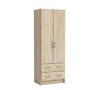 Demeyere Armoire - Décor Chene Brossé - 2 Portes Et 2 Tiroirs - Classique - Chambre - L 61 Cm - Dual Marron