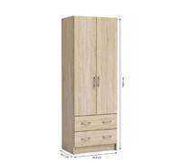 DEMEYERE Armoire - Décor chene brossé - 2 portes et 2 tiroirs - Classique - Chambre - L 61 cm - DUAL