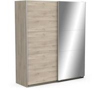 Demeyere Armoire Porte Coulissante avec Miroir & Penderie Moderne - Coloris Chêne Kronberg & Finitions Métal - 178,1 x 59,9 x 203 cm