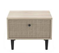 Demeyere Chevet - 1 Tiroir - Saigon - Fabriqué en France - Garantie 2 Ans- Impression Rotin et Noir - Style Contemporain- pour Chambre- L44,6 cm x l35,9 cm x H34,3 cm
