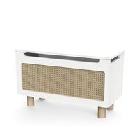 Demeyere Coffre A Jouet Tendance en Bois - Gamme OCHNA pour Enfant - Coloris Blanc Mat et Bois Hévéa - 80 x 54,7 x 36,5 cm