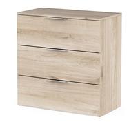 Demeyere Commode 80 x 41 x 81 cm, 3 Tiroirs de 14,6 cm de Haut, en Bois Recomposé Couleur Chêne Kronberg, Sobre et Elegante