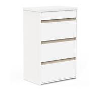 Demeyere Commode Chambre Adulte avec 3 Grands Tiroirs Et 1 Petit Tiroir Moderne en Bois - Coloris Blanc - Chambre pour Adulte Clyde - 50 x 78,3 x 123,3 cm