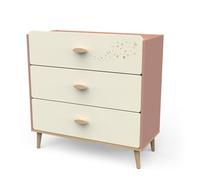 Commode SUZIE - 3 tiroirs - Couleur Beige et rose - L86,9 x P39,6 x H88,5 cm - DEMEYERE