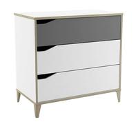 Demeyere Commode et tiroirs, Bois contreplaqué, Blanc/Gris, Unico