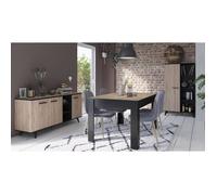 DEMEYERE Ensemble séjour Enfilade + Table haute + Vitrine - Décor chêne brossé - WAYNE