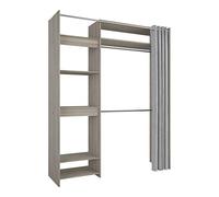 Demeyere - Kit Dressing Extensible avec Rideau Gris pour la Chambre - Rangement de Vos vêtements - 2 Barres penderies métalliques 5 Niches - Collection ODÉON 482508 Chêne Shannon