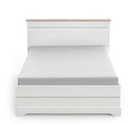 Lit 140x190 Extensible Lit 140x200 Moderne 2 Tiroirs - Coloris Blanc & Chêne - 153,4 x 214,7 x 102,2 cm