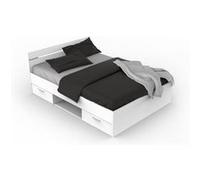 Demeyere Lit adulte MICHIGAN - 140 x 190 cm - Multiples rangements - Blanc G