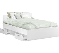 Demeyere Lit adulte MICHIGAN - 160 x 200 cm - Multiples rangements - Blanc