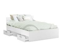 Demeyere Lit adulte MICHIGAN - 160 x 200 cm - Multiples rangements - Blanc Blanc G