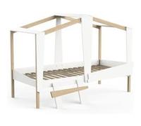 DEMEYERE Lit cabane enfant avec grand tiroir - 90 x 200 cm - Décor Blanc mat et chêne - Sommier inlcus