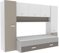 DEMEYERE Lit gigogne enfant avec multiples rangements -Reproduction blanc/argile - 90 x200 cm - TIDY