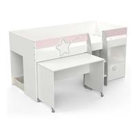 Demeyere Lit Mezzanine 1 Place et Bureau Intégré - Idéal Petits Espaces - Peinture Non Toxique - Lit avec Bureau pour Une Belle Chambre Enfant Complète