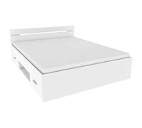 Demeyere, Lit Michigan, Avec Rangements, Blanc Mat, 160x200 cm, Fabriqué en France, Garanie 2 ans
