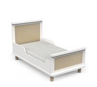 Demeyere Lit pour Enfant 150x90 en Bois avec Tête De Lit - Gamme OCHNA - Coloris Blanc Mat & Bois Hévéa - 149 x 92 x 78 cm