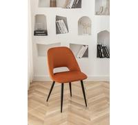 Demeyere Lot de 2 Chaises Marrons de Salle à Manger Tissu Velours - 4 Pieds en Métal Noir Hauteur des Patins Réglable - Rembourrage Généreux pour des Chaises Velours Terracottas Confortables