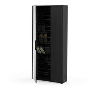 Demeyere Meuble à Chaussure Noir avec Grand Miroir - Peut Contenir Jusqu’à 17 Paires de Chaussures - Double Espace Rangement Chaussure et Etagères - Made in France