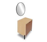 Demeyere Meuble Bas Salle De Bain avec Miroir Lumineux Anti-buée, 2 Portes & 1 Etagère Tendance en Bois - Coloris Terracotta & Chêne Vincenza - 69,2 x 78,2 x 49,8 cm