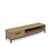 Demeyere Meuble TV 180 cm en Bois - Style Industriel - Coloris Chêne Hamilton & Finitions Noir Mat - 183 x 41 x 45 cm