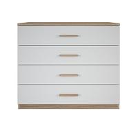 Commode 4 tiroirs Lena blanc et naturel