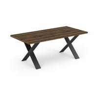Demeyere Table A Manger 8 A 10 Personnes Moderne - Style Industriel - Coloris Bois Brûlé & Noir Structuré - 180 x 75 x 90 cm