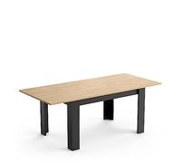Table À Manger Extensible 160/200 Cm Décor Chêne Et Noir - Hami Noir