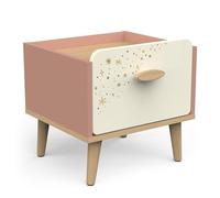 Demeyere Table de Chevet Enfant 1 Tiroir Rose et Blanche - Peinture Non Toxique - Petite Table de Nuit 40x40x36cm - Meuble de Chambre d’Enfant - Gamme Suzie